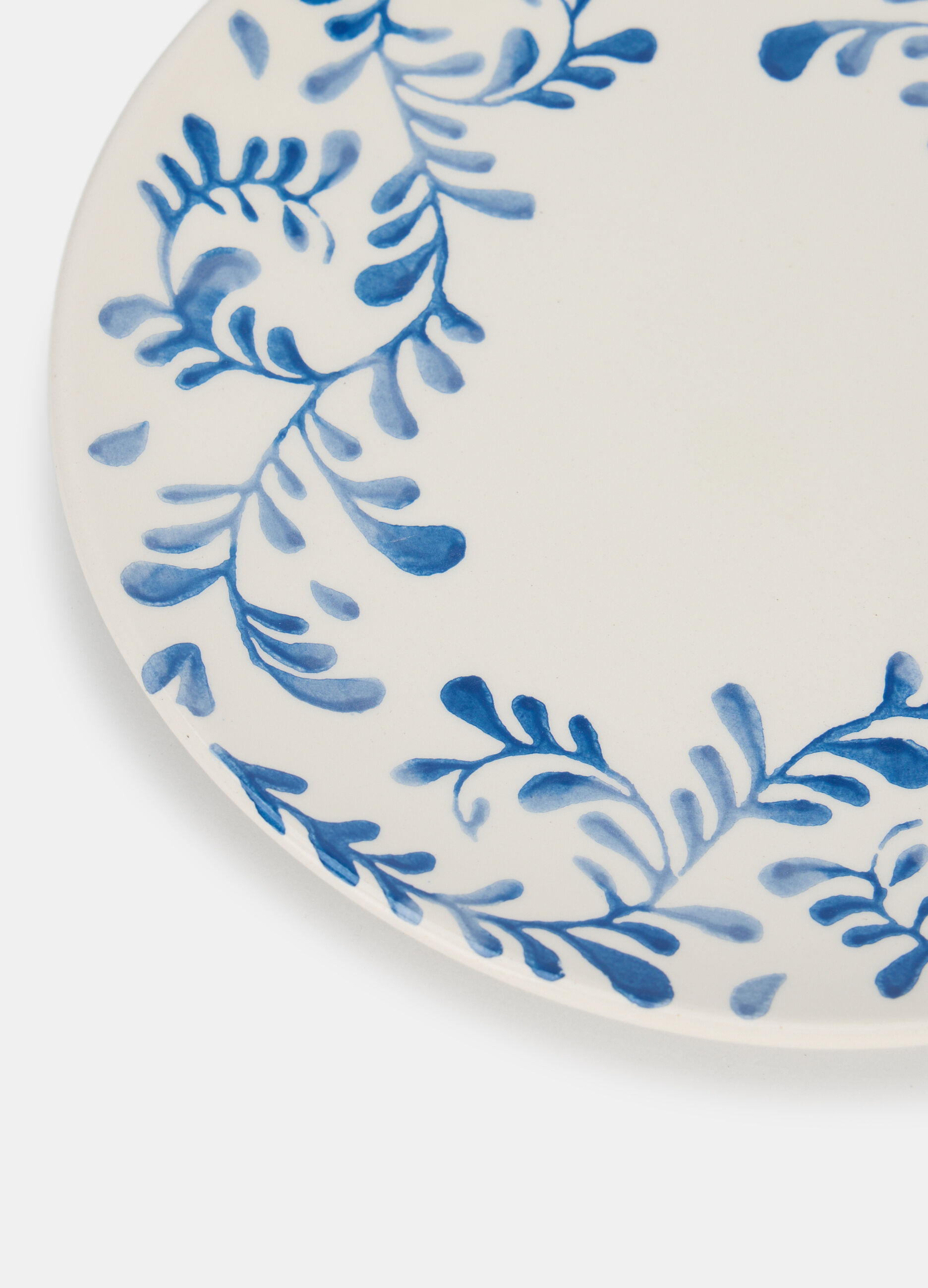 Piatto da dessert con cornice floreale blu_1