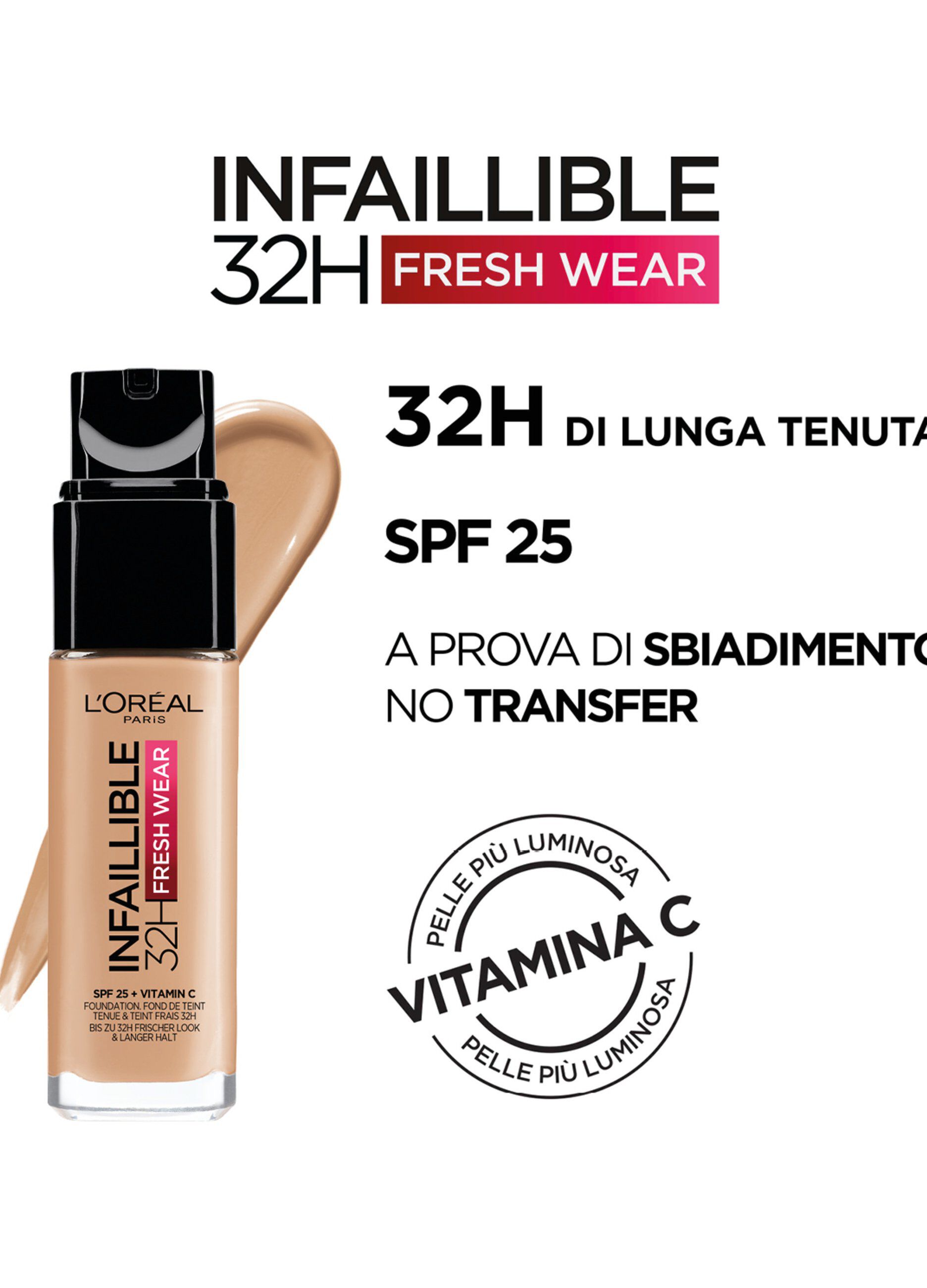 L'Oréal Paris Fondotinta Liquido Infaillible 32H, Coprente a Lunga Tenuta 32H, Formula Waterproof Idratante, 200 Sable Doré , 30ml._1