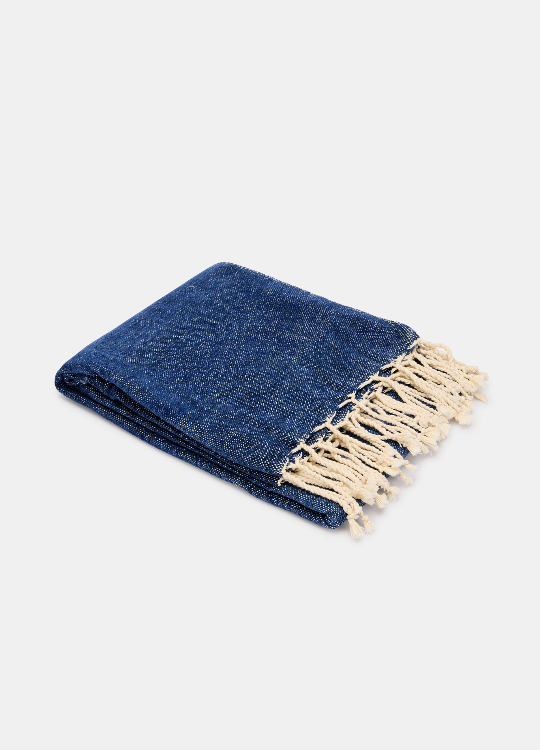 Coperta mélange con frange_0
