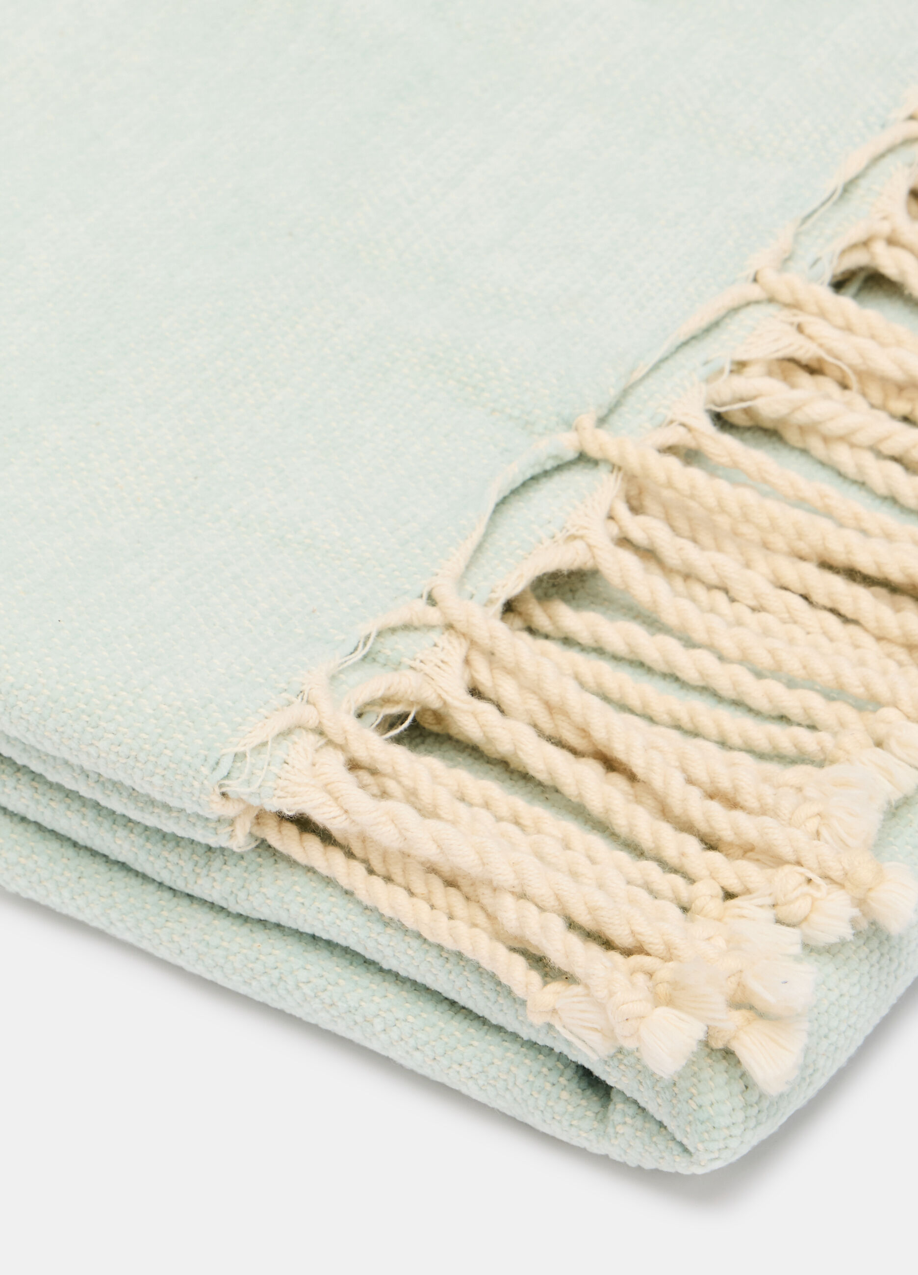 Coperta mélange con frange_1
