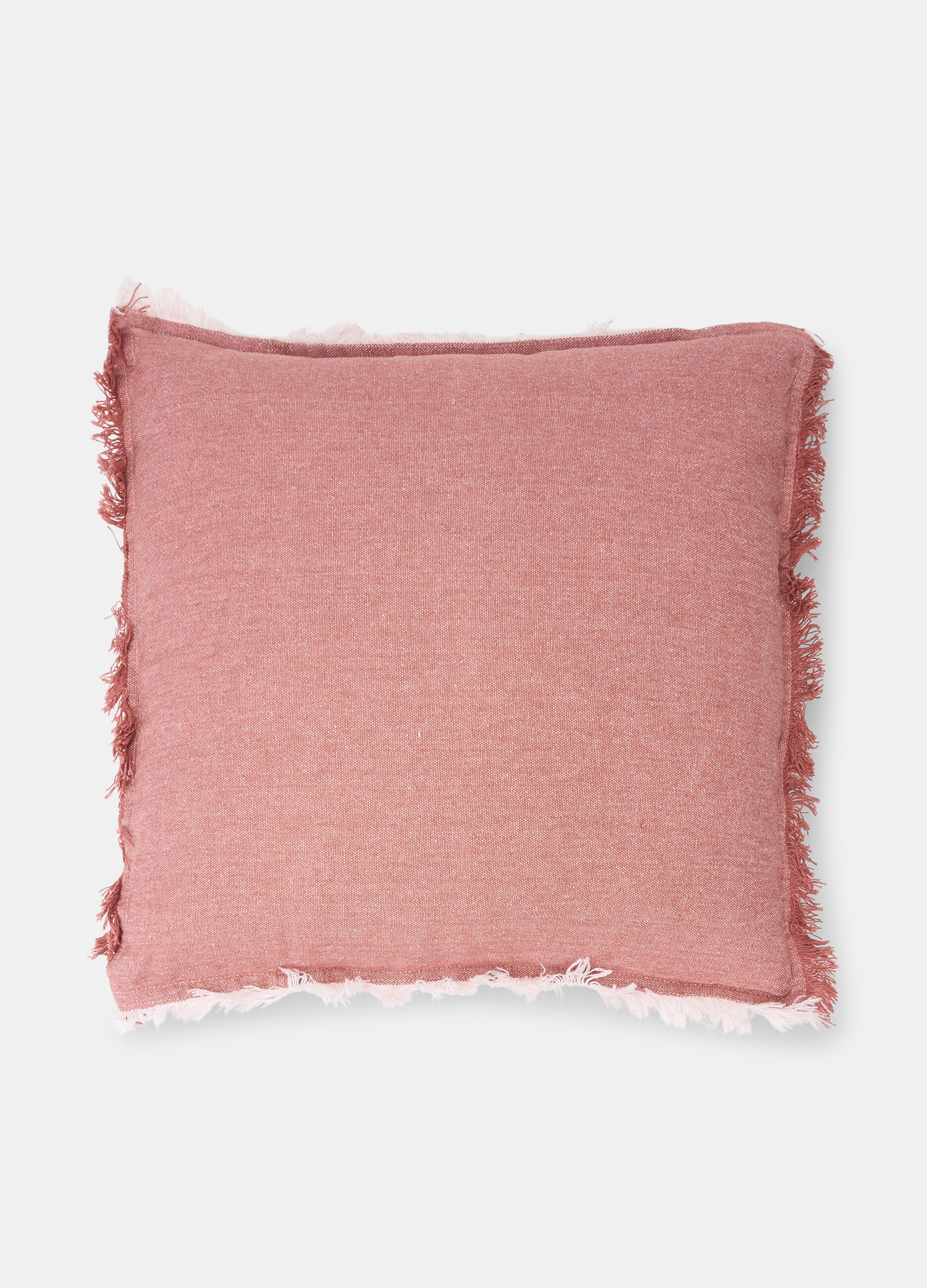Cuscino effetto denim con frange_0