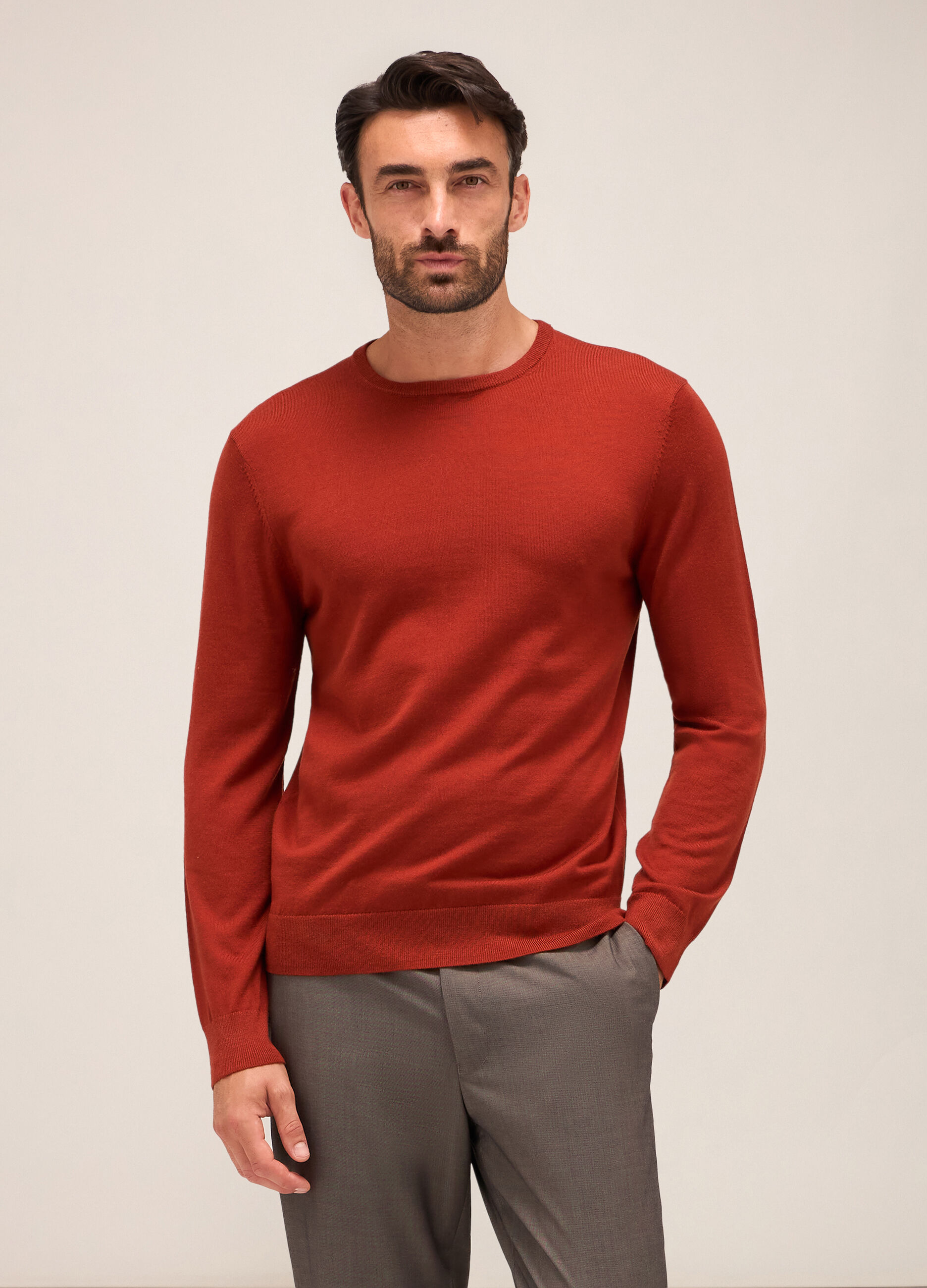 Maglione girocollo in pura lana merino uomo