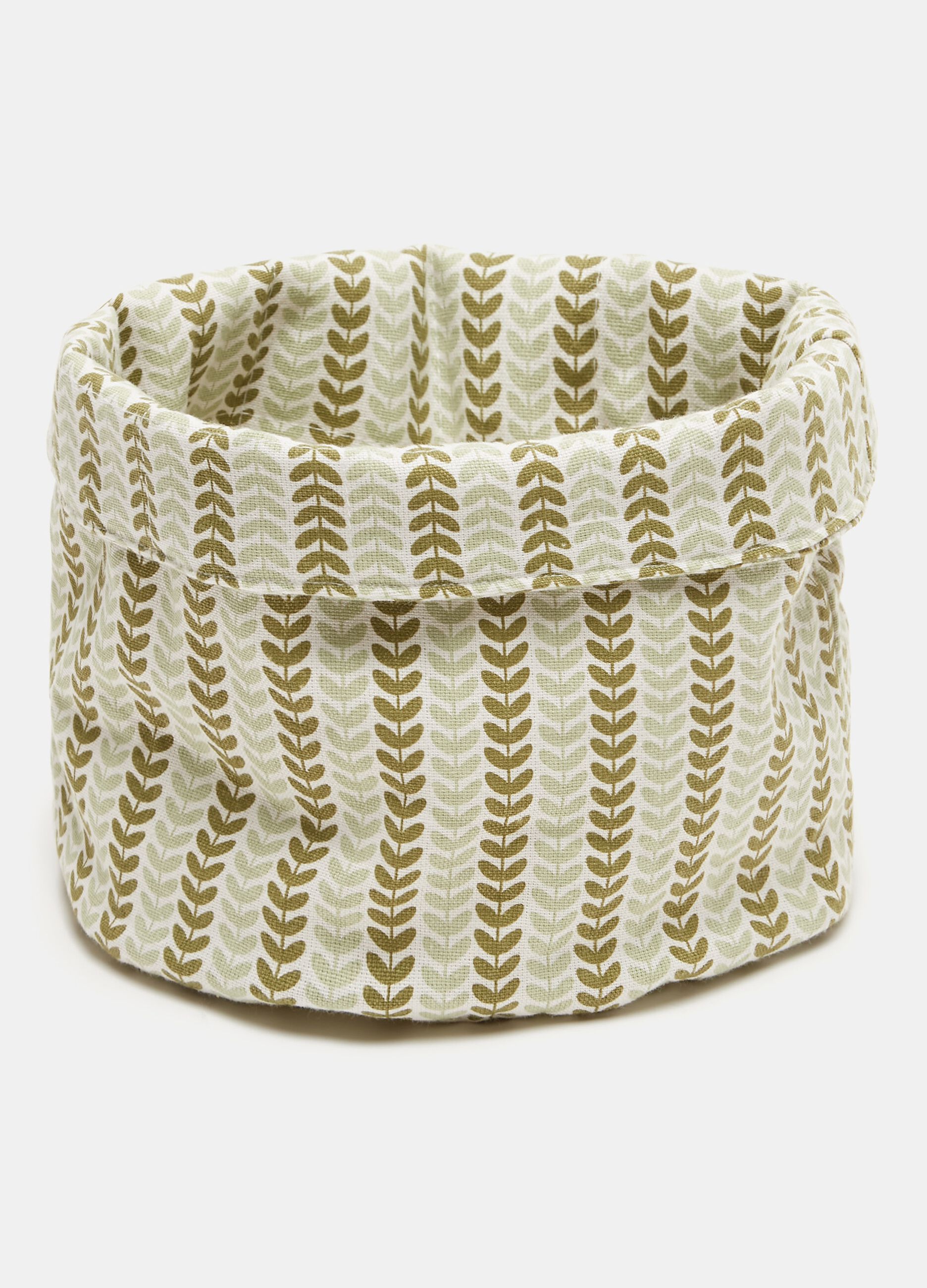 Cesto con stampa foglie in puro cotone_0