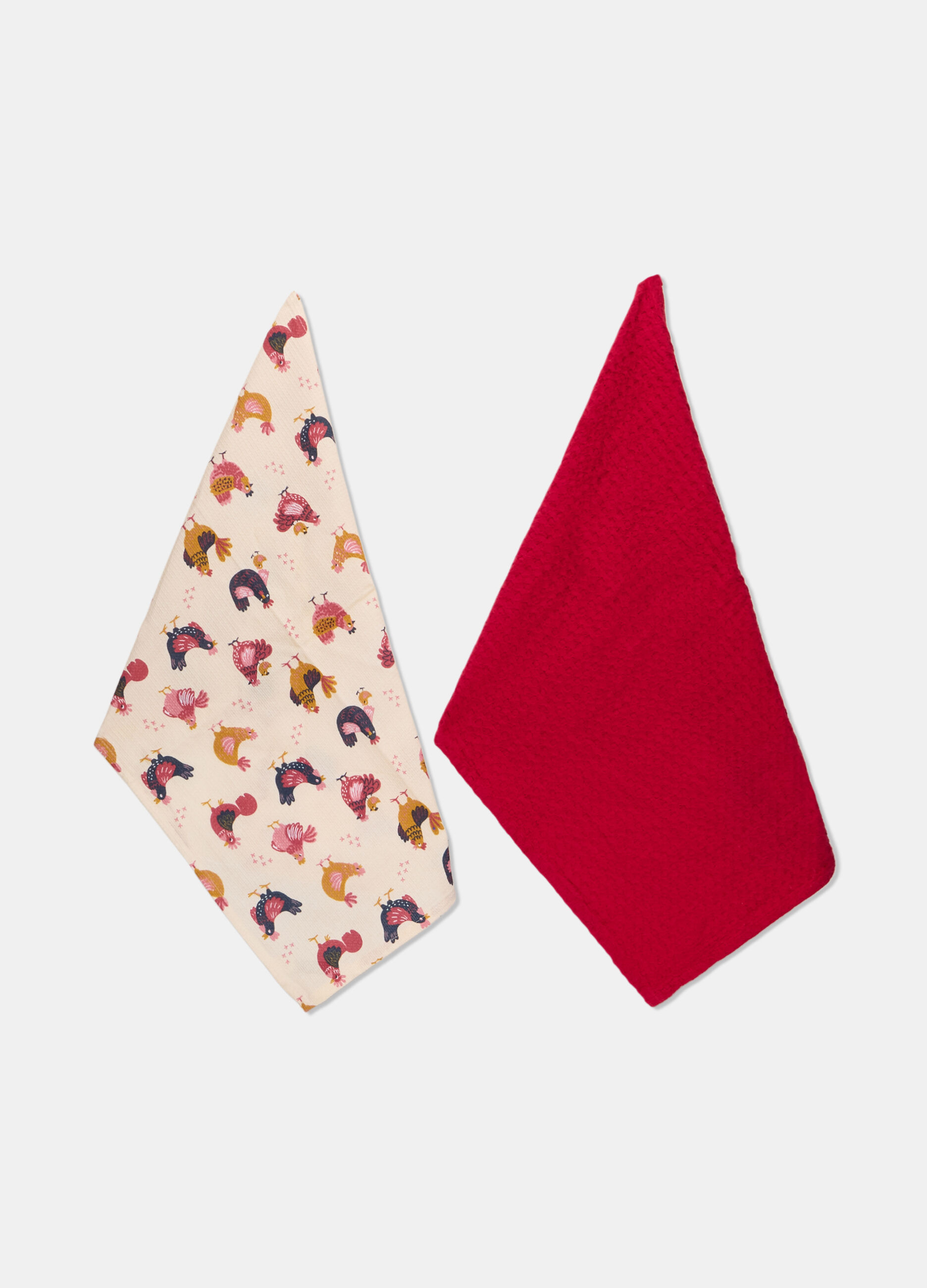 2 pack strofinacci in cotone con stampa galline_0