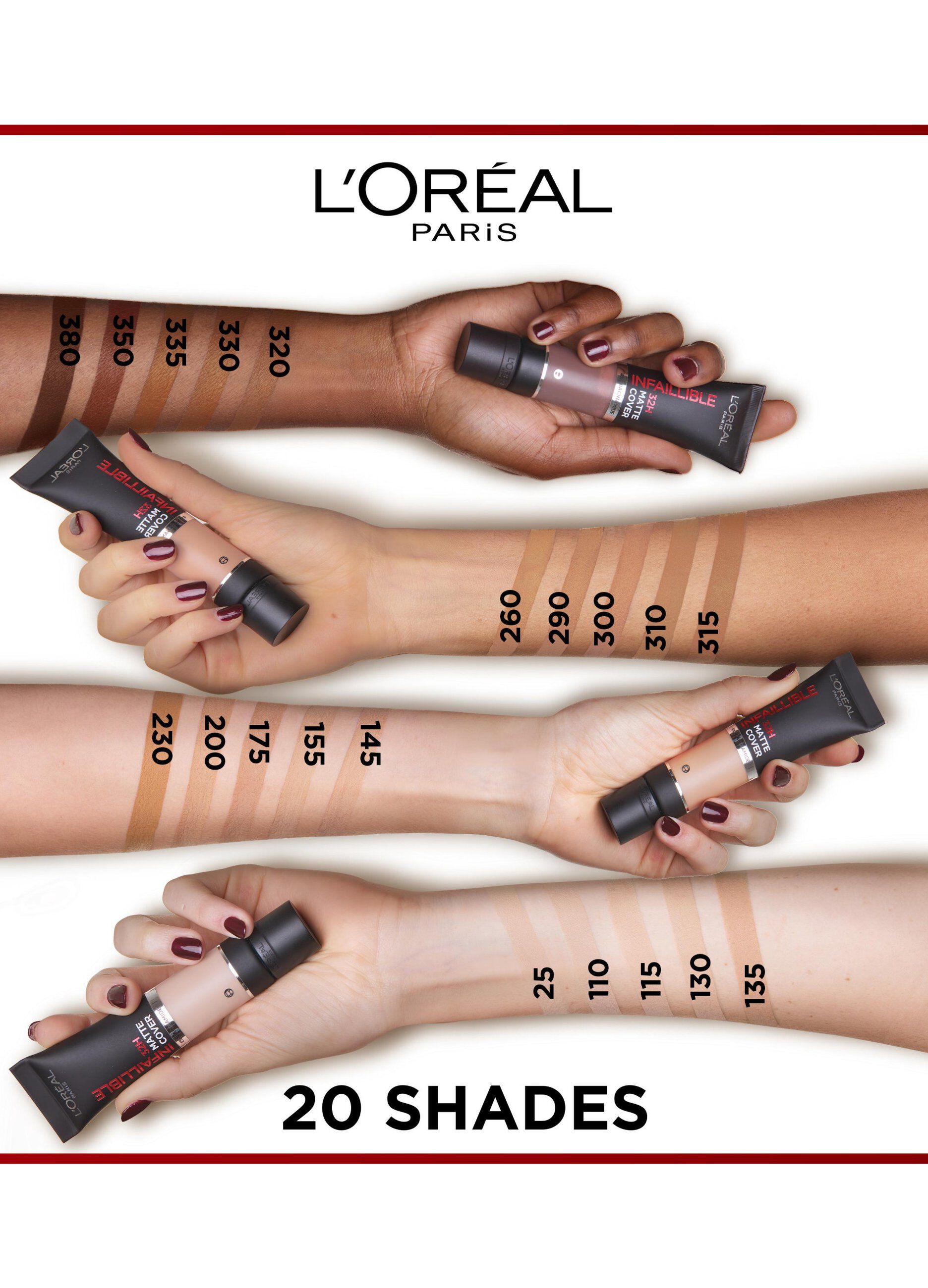 L'Oréal Paris Fondotinta Infaillible 32H Matte Cover, Make-Up dal Finish Matte Copertura Totale sulla Pelle, 300 Ambre, 30 ml.