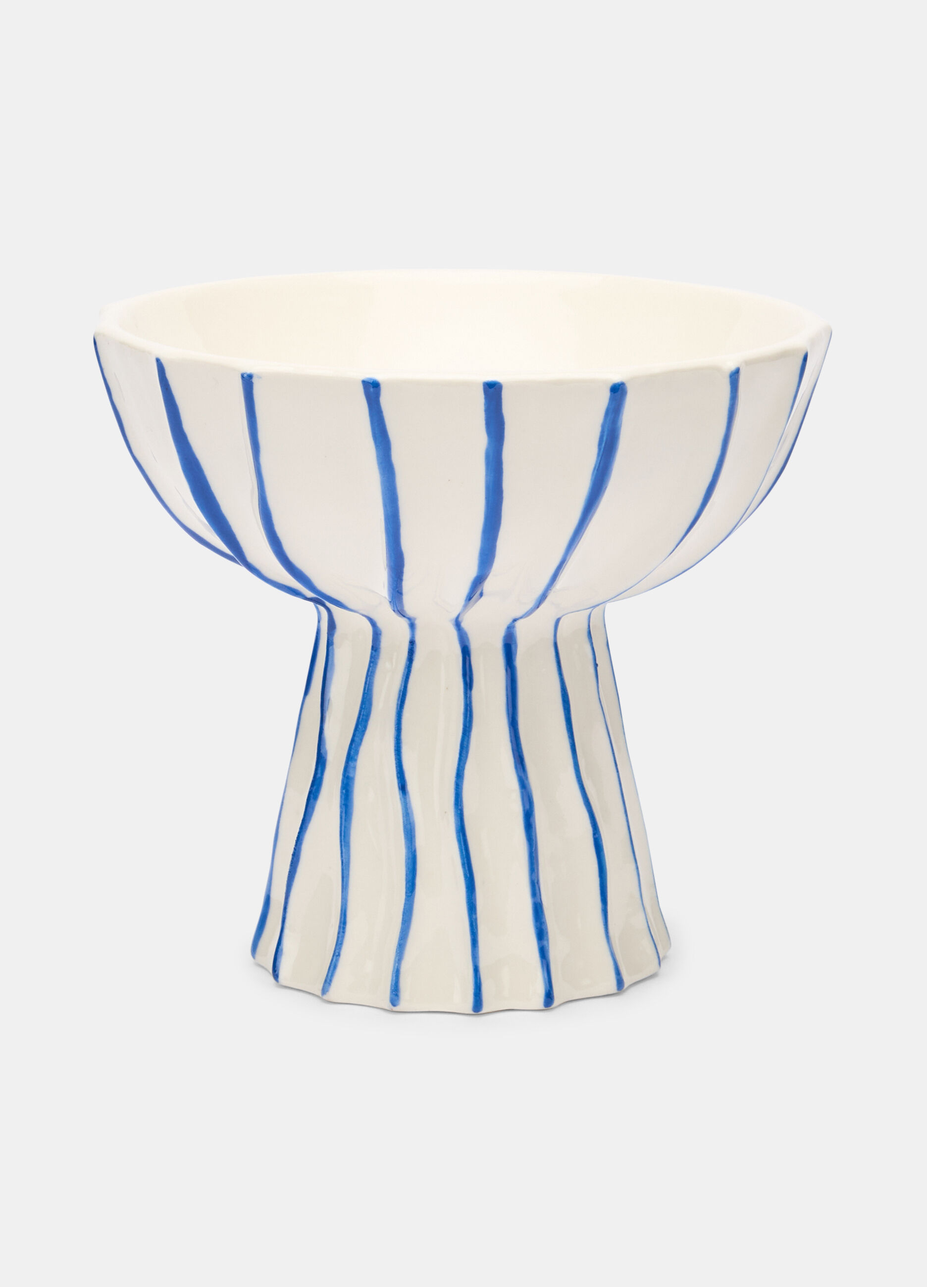 Vaso a coppa in ceramica a righe_0