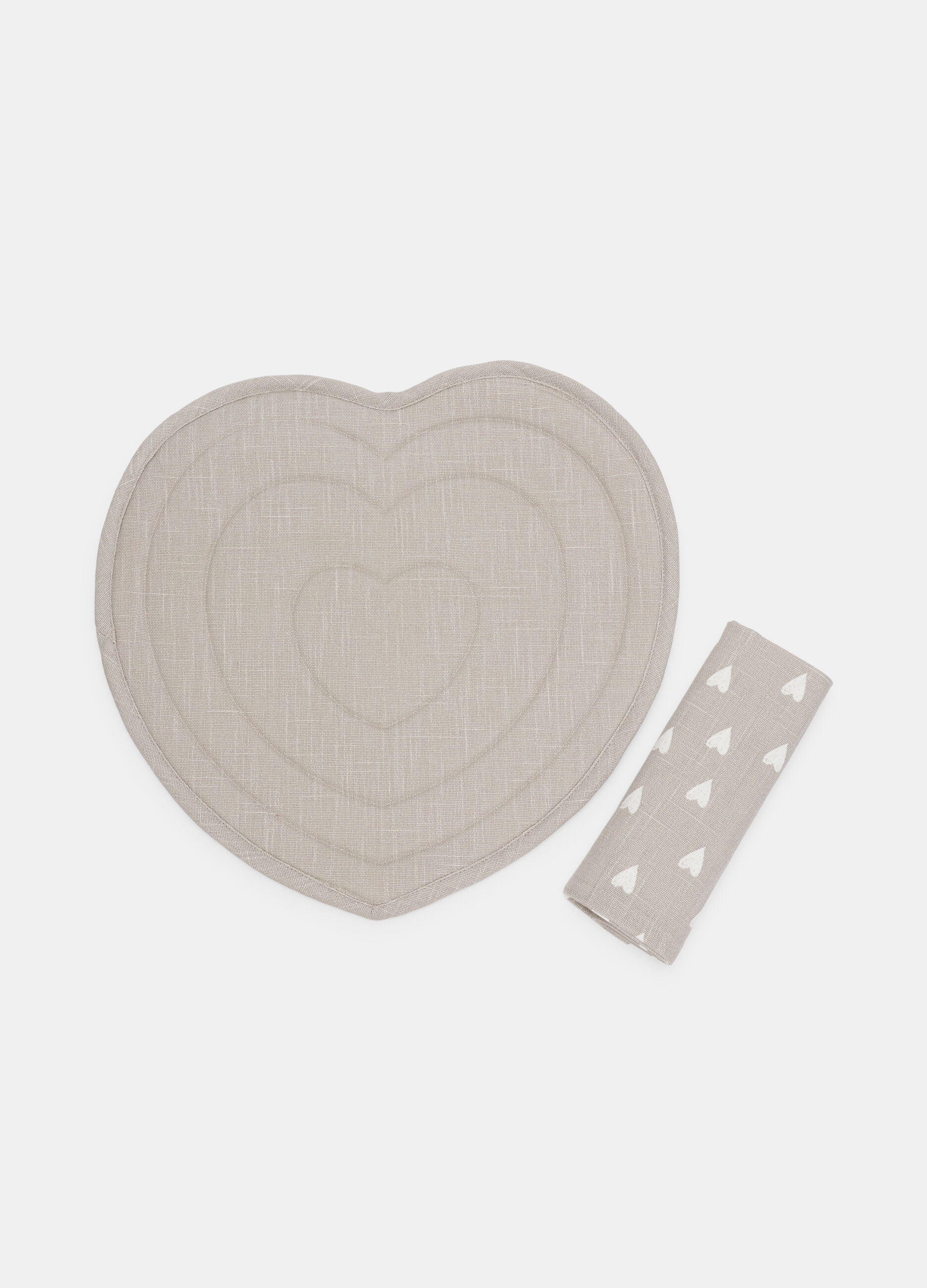 Set tovaglietta cuore e tovagliolo in puro cotone_0