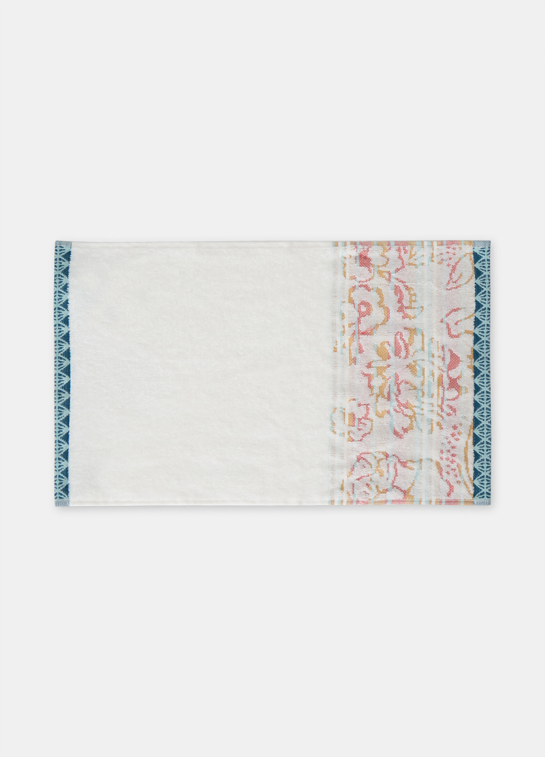 Asciugamano mani in puro cotone con decoro floreale_0