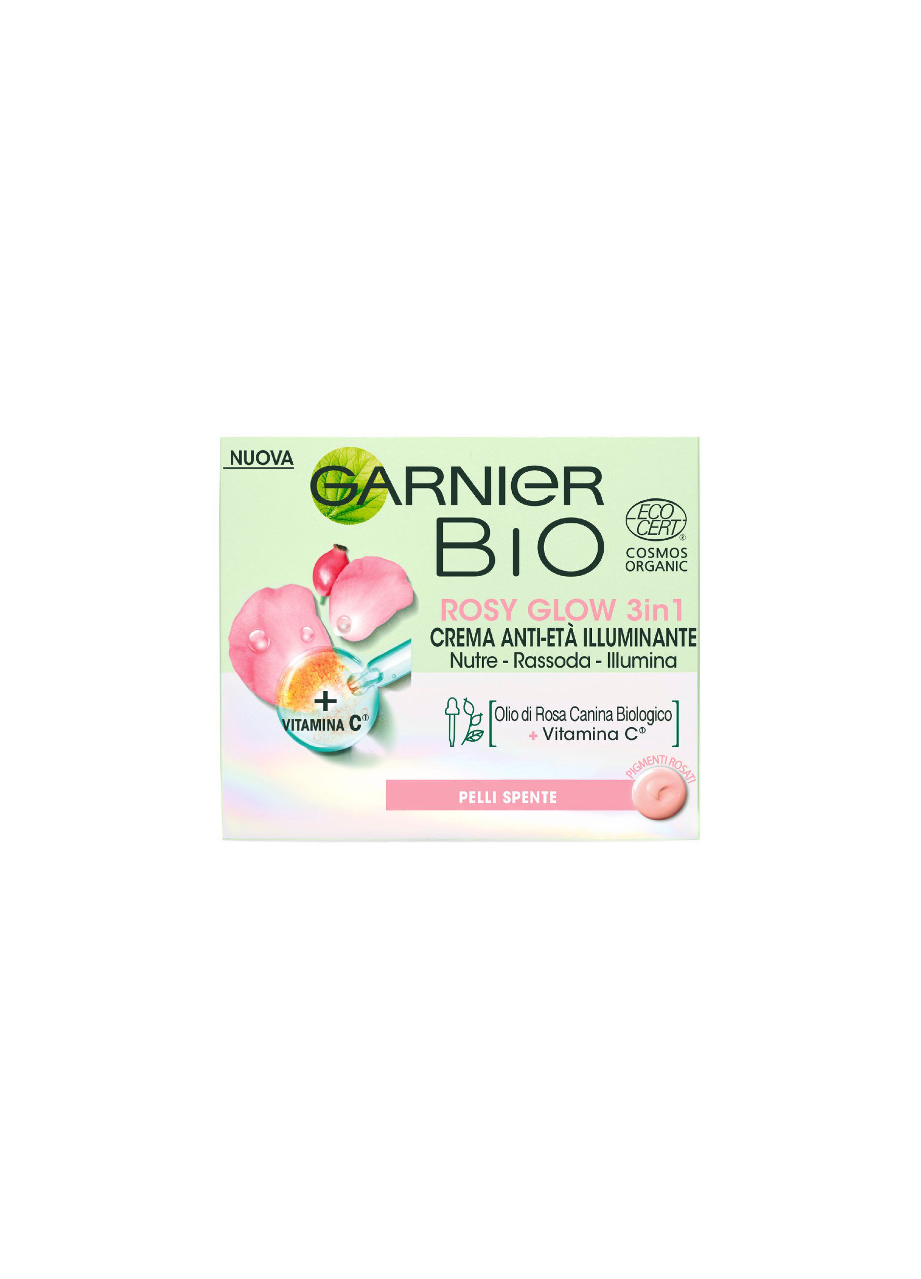 Garnier Bio Rosy Glow, Crema Rosa Idratante 3-in-1, Azione Nutriente, Rassodante e Illuminante, Arricchita con Olio di Rosa Canina Bio e Vitamina C, Formula Vegana, 50 ml._1